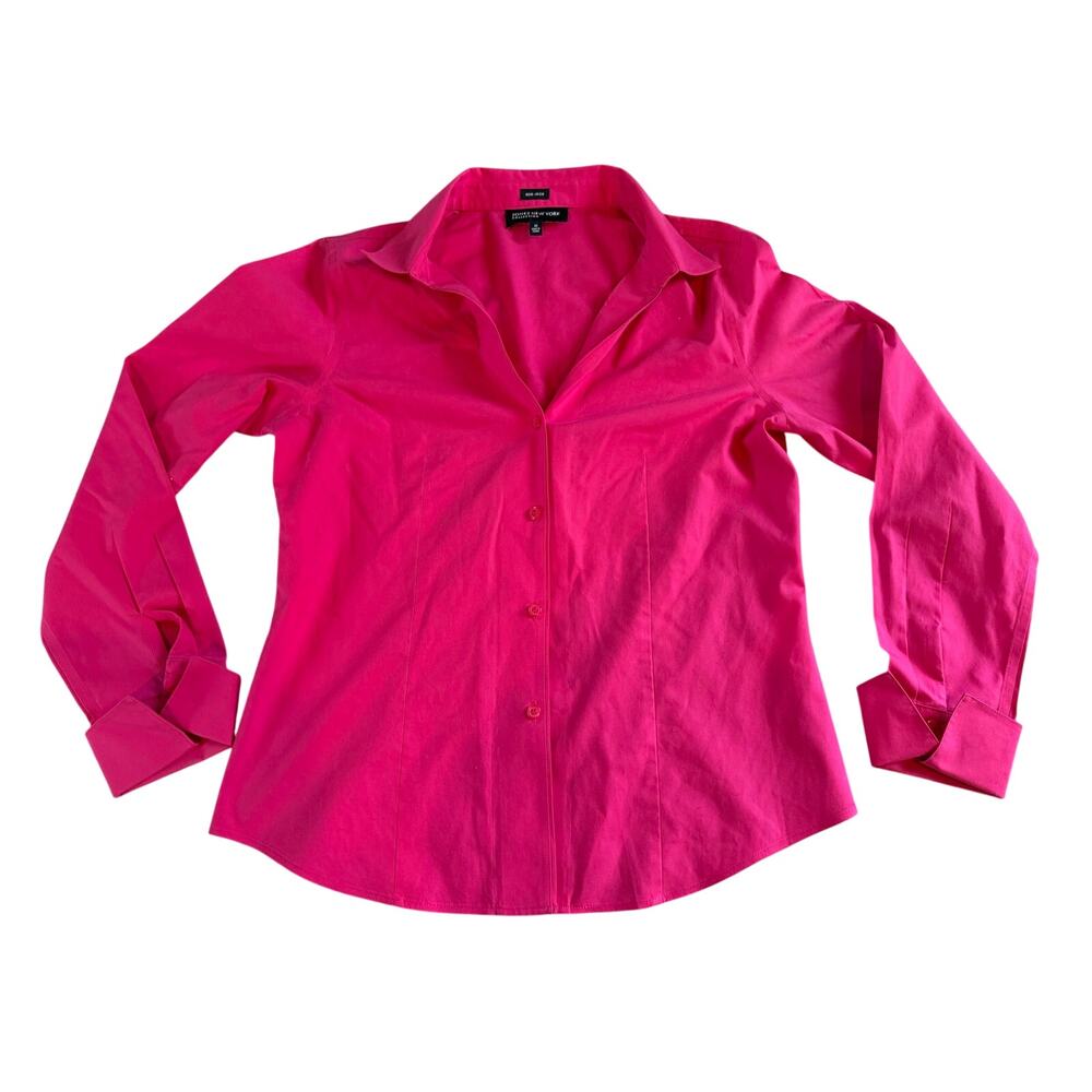 Jones New York Collection Size 10 Hot Pink Non Iron Button Up Shirt French Cuff